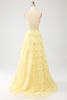 Load image into Gallery viewer, Yellow Sweetheart Tiered Prom Dress