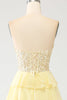 Load image into Gallery viewer, Yellow Sweetheart Tiered Prom Dress