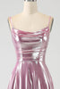 Load image into Gallery viewer, Stunning A Line Spaghetti Straps Pink Long Prom Dress with Split Front