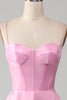 Load image into Gallery viewer, A-Line Spaghetti Straps Pink Corset Prom Dress