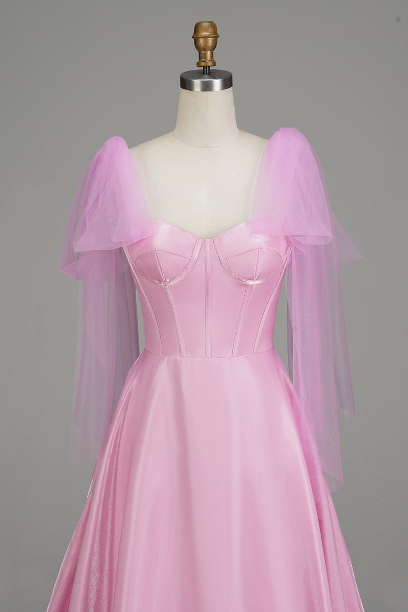 Load image into Gallery viewer, A-Line Spaghetti Straps Pink Corset Prom Dress