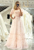 Load image into Gallery viewer, Champagne A Line Square Neck Long Prom Dress With Short Sleeves