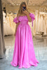 Load image into Gallery viewer, Fuchsia A Line Convertible Long Prom Dress