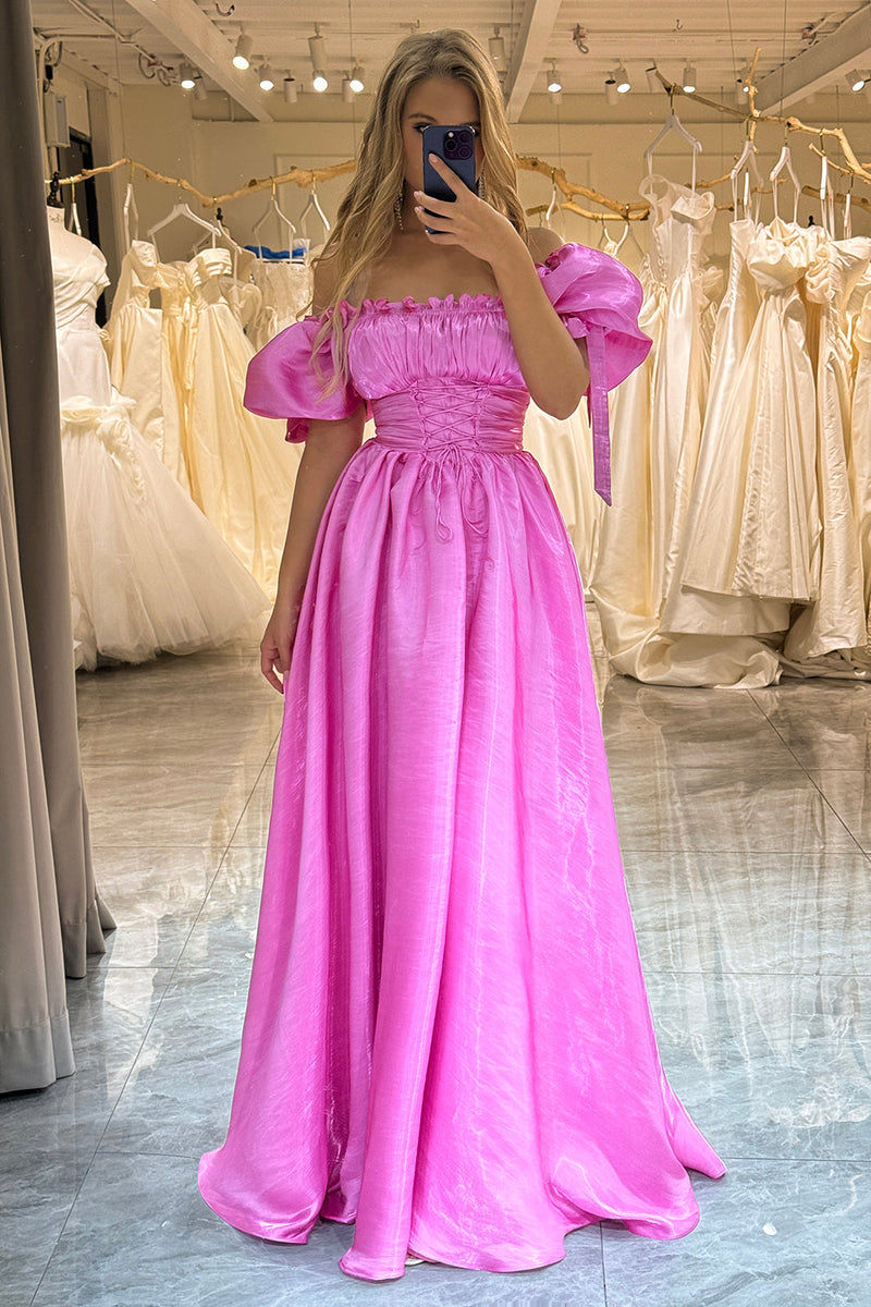 Load image into Gallery viewer, Fuchsia A Line Convertible Long Prom Dress