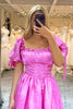 Load image into Gallery viewer, Fuchsia A Line Convertible Long Prom Dress