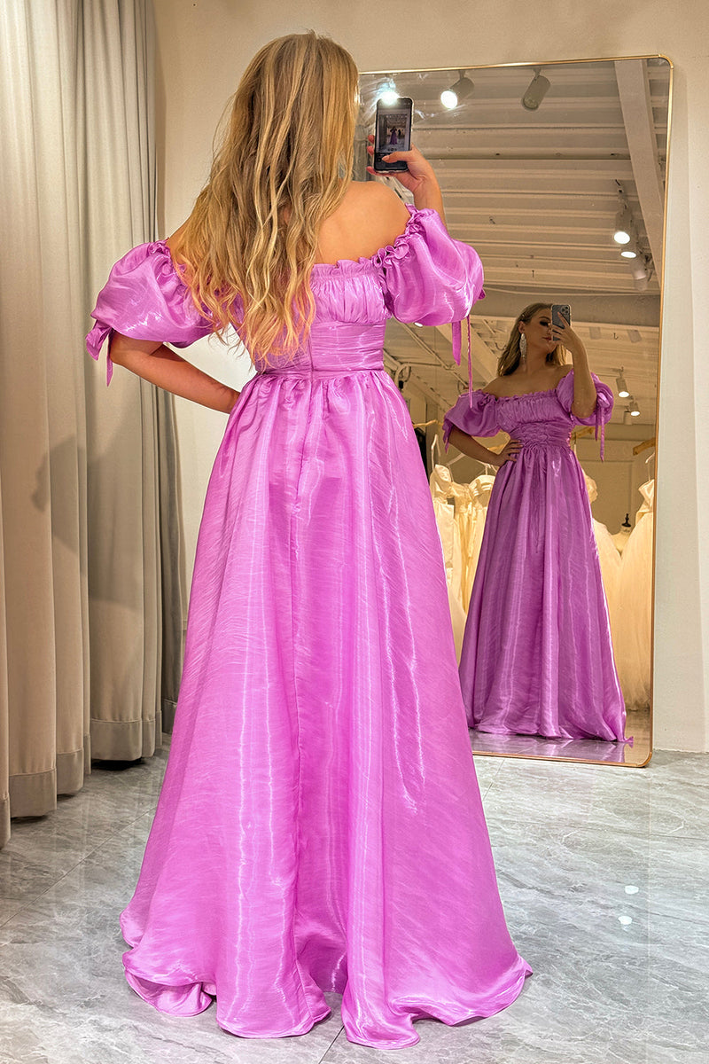 Load image into Gallery viewer, Fuchsia A Line Convertible Long Prom Dress