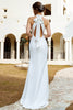 Load image into Gallery viewer, White Mermaid Halter Open Back Wedding Dress