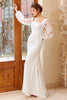 Load image into Gallery viewer, White Mermaid Long Sleeves Wedding Dress