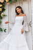 Load image into Gallery viewer, Ivory Sweep Train Flare Sleeves Wedding Dress