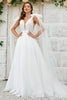 Load image into Gallery viewer, Ivory Detachable Watteau Train Tulle Wedding Dress