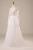 Load image into Gallery viewer, Long Sleeves Open Back Ivory Wedding Dress with Appliques