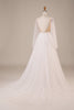 Load image into Gallery viewer, Long Sleeves Open Back Ivory Wedding Dress with Appliques