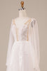 Load image into Gallery viewer, Long Sleeves Open Back Ivory Wedding Dress with Appliques