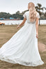 Load image into Gallery viewer, Deep V-neck Simple Boho Wedding Dress with Slit