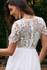 Load image into Gallery viewer, Ivory Short Sleeves Boho Chiffon Wedding Dress with Lace