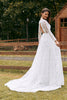 Load image into Gallery viewer, Ivory A-Line V-Neck Lace Sweep Train Wedding Dress with Sleeves