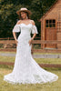 Load image into Gallery viewer, Ivory Mermaid Lace Sweep Train Wedding Dress with Sleeves