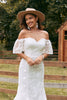 Load image into Gallery viewer, Ivory Mermaid Lace Sweep Train Wedding Dress with Sleeves