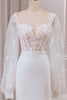 Load image into Gallery viewer, Ivory Lace Sweetheart Neck Long Sleeves Mermaid Wedding Dress with Sweep Train