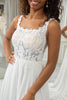 Load image into Gallery viewer, Ivory Scoop Neck Boho Chiffon Wedding Dress with Lace