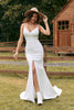 Load image into Gallery viewer, Simple Mermaid Ivory Button Wedding Dress with Slit