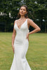 Load image into Gallery viewer, Simple Ivory Mermaid Backless Boho Wedding Dress