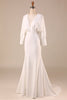 Load image into Gallery viewer, Simple Ivory Mermaid Long Sleeves Deep V-Neck Wedding Dress