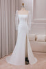 Load image into Gallery viewer, Ivory Trumpet Sweep Train Long Sleeves Bridal Dress with 3D Appliques