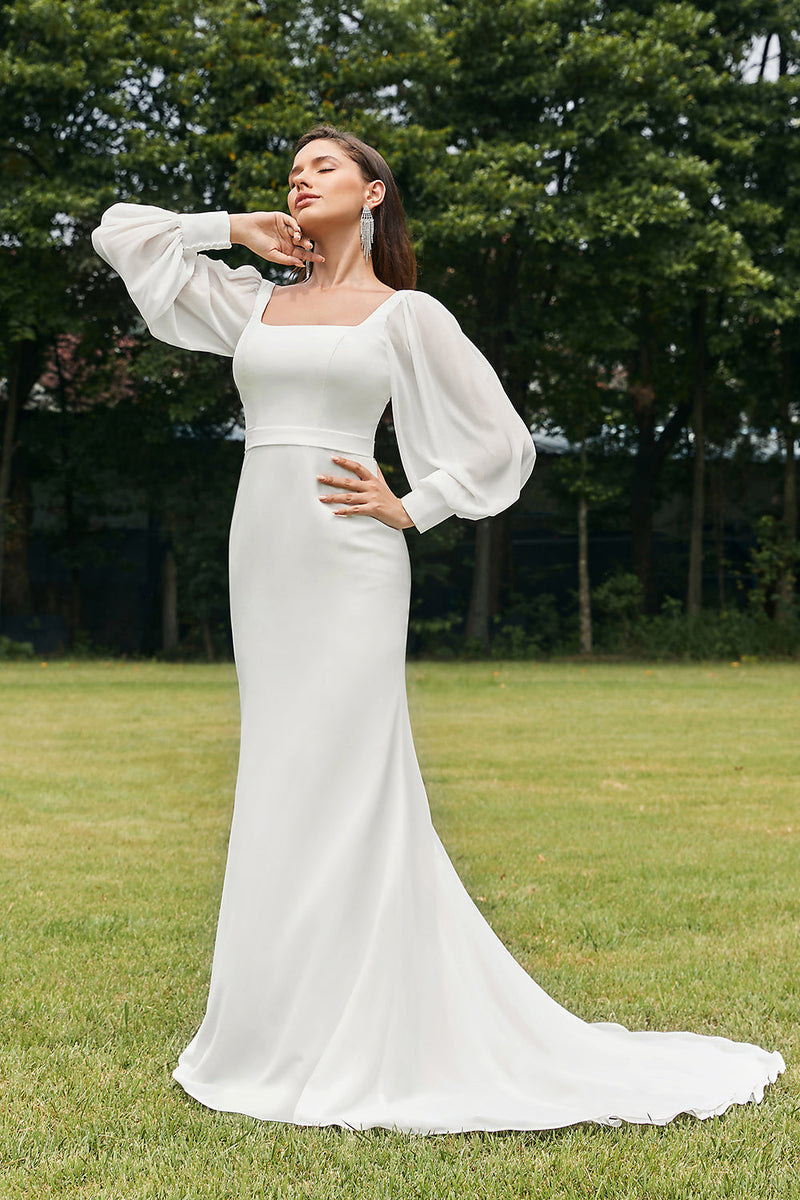 Long sleeve hotsell sleek wedding dress