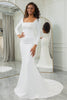 Load image into Gallery viewer, Ivory Mermaid Square Neck Sweep Train Satin Wedding Dress With Long Sleeves