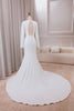 Load image into Gallery viewer, Ivory Deep V-neck Long Sleeves Crepe Mermaid Wedding Dress with Front Slit