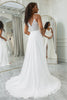 Load image into Gallery viewer, Ivory A-Line Chiffon Sweep Train Wedding Dress with Lace