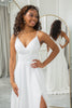 Load image into Gallery viewer, Ivory A-Line Chiffon Sweep Train Wedding Dress with Lace