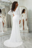 Load image into Gallery viewer, Simple Ivory Ruffled Long Sleeves Boho Wedding Dress