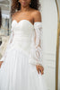 Load image into Gallery viewer, Ivory Sweetheart Detachable Flare Sleeves Boho Wedding Dress