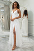 Load image into Gallery viewer, Ivory A-Line Sweep Train Lace Wedding Dress with Slit