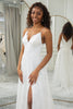 Load image into Gallery viewer, Ivory A-Line Sweep Train Lace Wedding Dress with Slit