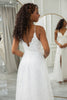 Load image into Gallery viewer, Ivory A-Line Sweep Train Lace Wedding Dress with Slit