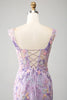 Load image into Gallery viewer, Light Purple Off The Shoulder Long Embroidered Mermaid Prom Dress Slit