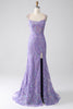 Load image into Gallery viewer, Mermaid Lace-Up Back Lilac Sequins Prom Dress with Slit