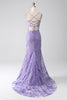 Load image into Gallery viewer, Mermaid Lace-Up Back Lilac Sequins Prom Dress with Slit