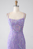 Load image into Gallery viewer, Mermaid Lace-Up Back Lilac Sequins Prom Dress with Slit