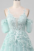 Load image into Gallery viewer, Mint Ball-Gown Off The Shoulder Beaded Prom Dresses With Appliques