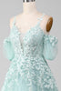 Load image into Gallery viewer, Mint Ball-Gown Off The Shoulder Beaded Prom Dresses With Appliques