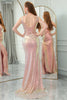 Load image into Gallery viewer, Sparkly Blush Mermaid V Neck Long Prom Dress With Slit