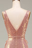 Load image into Gallery viewer, Sparkly Blush Mermaid Prom Dress with Slit