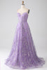 Load image into Gallery viewer, A-Line Spaghetti Straps Lilac Corset Prom Dress with Sequins