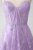 Load image into Gallery viewer, A-Line Spaghetti Straps Lilac Corset Prom Dress with Sequins