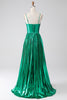 Load image into Gallery viewer, A-line Dark Green Corset Prom Dress with Slit