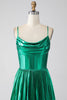 Load image into Gallery viewer, A-line Dark Green Corset Prom Dress with Slit